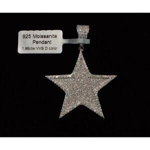 MOISSANITE Real 925 Sterling Silver Iced Hip Hop Piece Star Pendant Necklace
